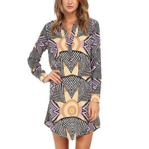Mara Hoffman Mosaic Sun Star Printed Tunic Mini Dress Size Small